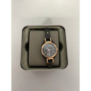 Fossil ES5212 Carlie Three-Hand Black LiteHide Leather Watch